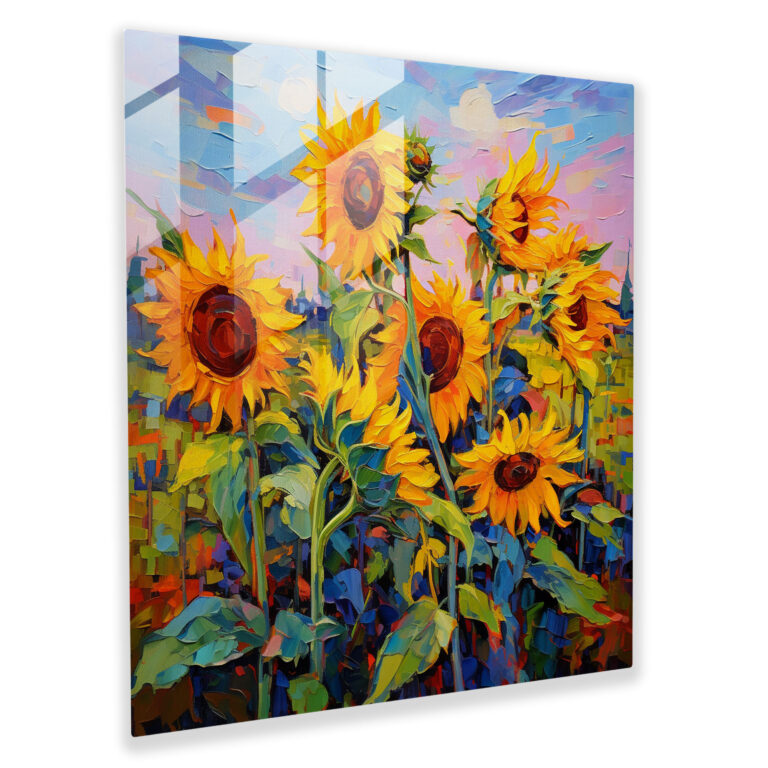 Buntes Pinselstriche Glasbild - Abstraktes impressionistisches Glaswandkunstwerk für die Heimdekoration