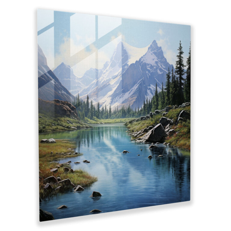 Glasbild mit ruhigen Horizonten - Fotorealistisches Landschaftsglaswandkunstwerk zur Dekoration zuhause