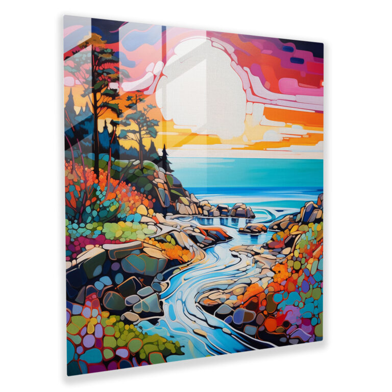 Glasbild - Abstrakte Küstenlandschaft Moderne Kunstwerk