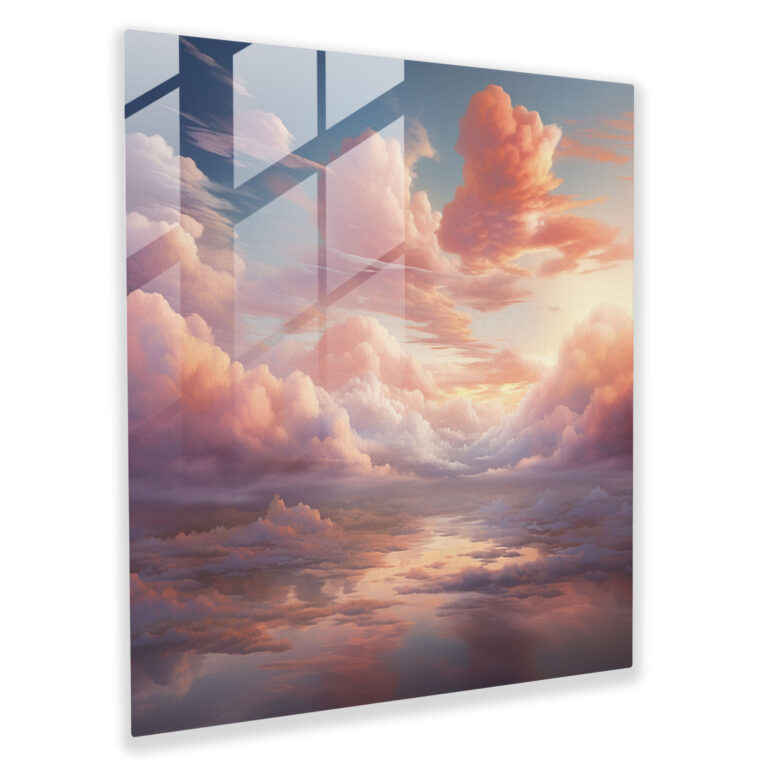 Glasbild Traumhafte Wolken über sanften Wiesen Wanddekoration