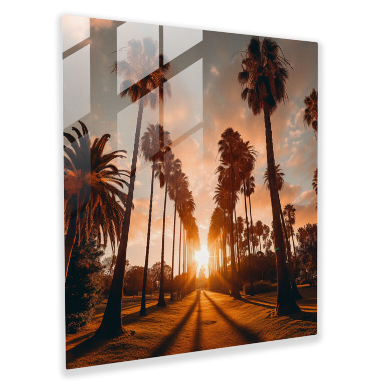 Glasbild Goldener Sonnenuntergang