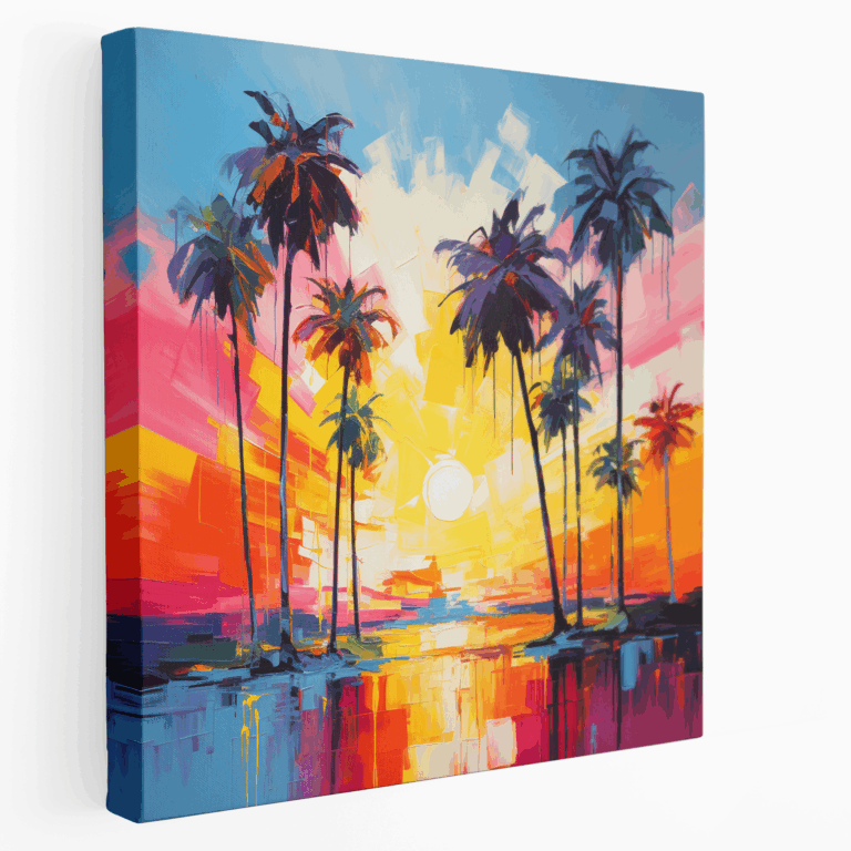 Minimalistisches Leinwandbild Sunset Palms