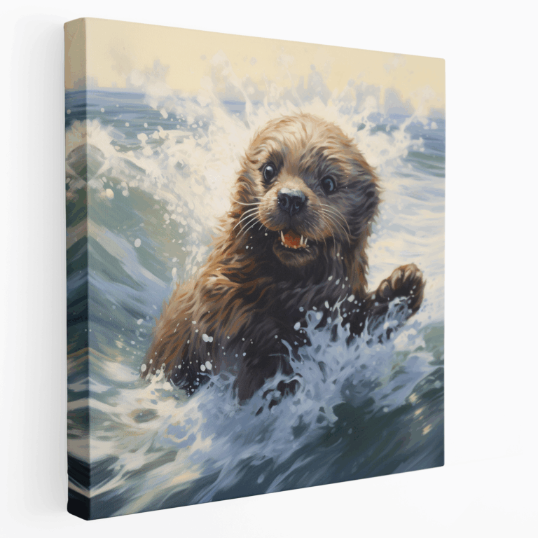 Leinwandbild Seehundbaby am Meer