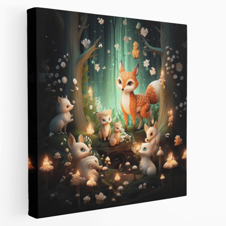 Leinwandbild mit magischen Waldtieren