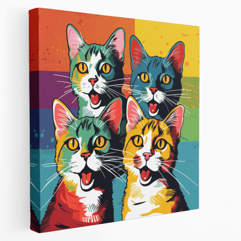 Verspielte Katzen Pop Art Leinwandbild