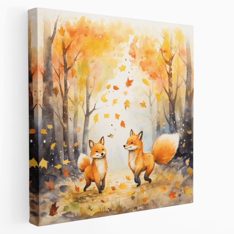 Herbst Fuchs Gamer Leinwandbild