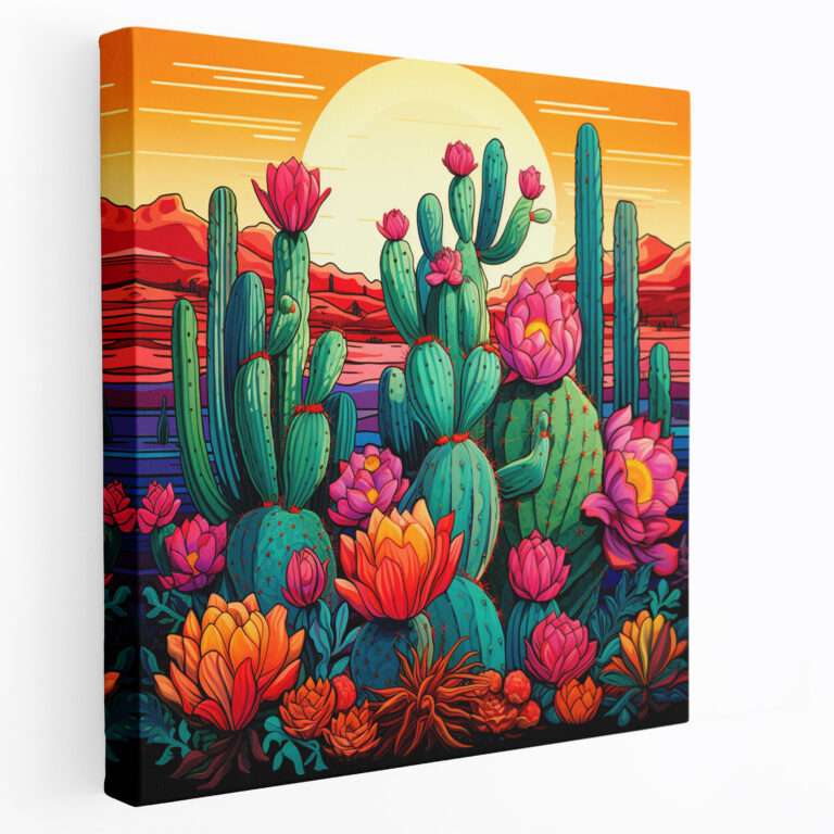 Buntes Kaktus Leinwandbild - Kaktus Buntes Pop Art