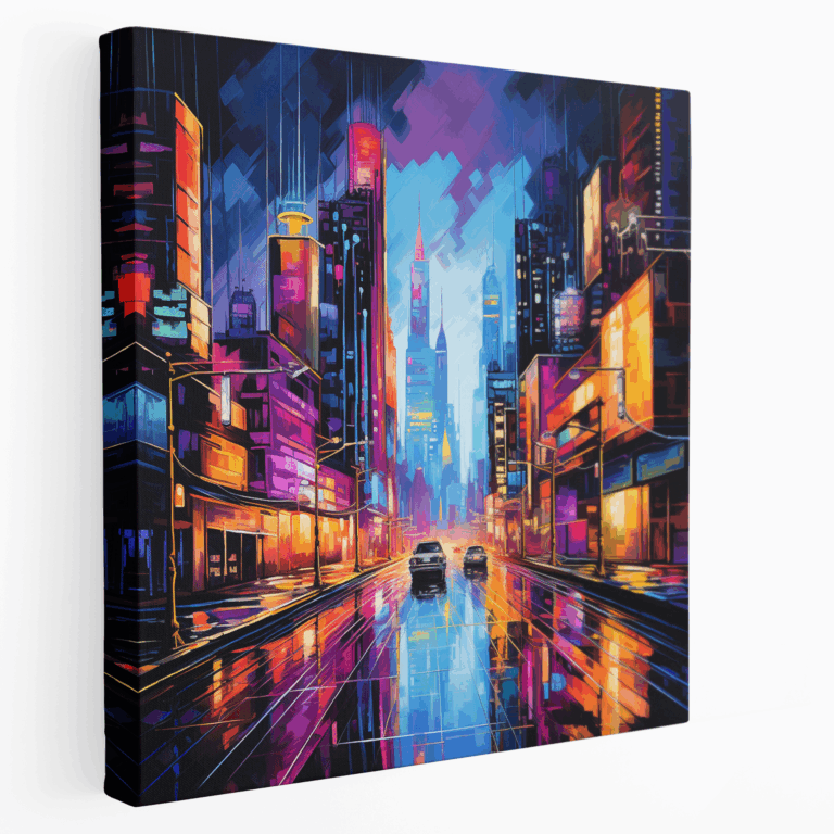 Neo City Nights Leinwandbild
