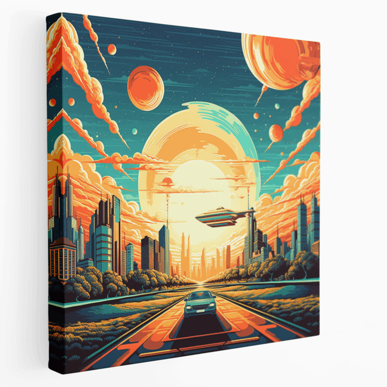 Leinwandbild Retro-Futuristische Skyline