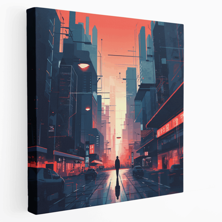 Geometrisches Cyber City Leinwandbild