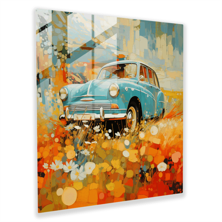 Glasbild Natur-Symphonie - Klassisches Auto Wandkunst