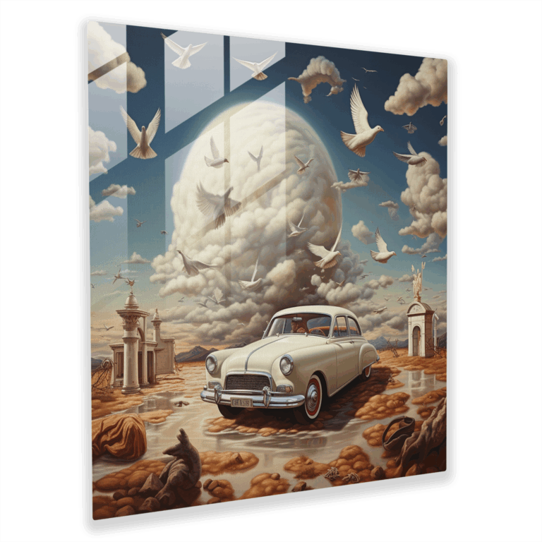Surrealer Himmelsraum Glasbild für die Wohnraumgestaltung