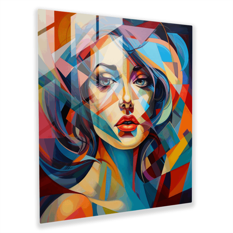 Zerklüftete Identität Glasbild faszinierender kubistischer Kunst - Wohn Dekoration Wanddekor Glaswandkunst Moderne Kunstwerke
