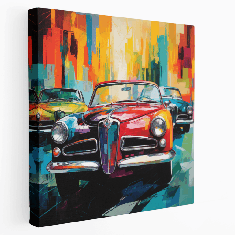 Leinwandbild abstrakte expressionistische klassische Autosilhouetten