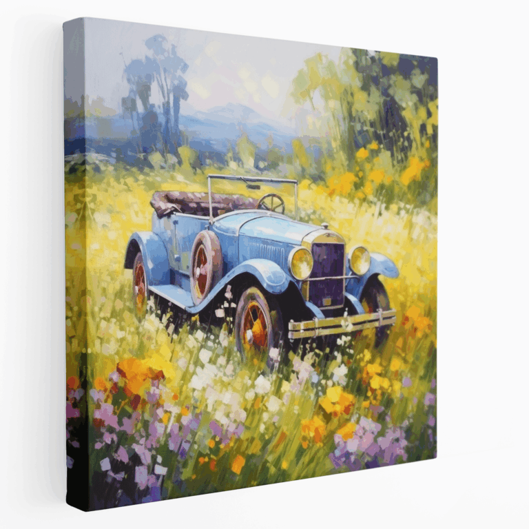 Ländliches Vintage-Auto Leinwandbild