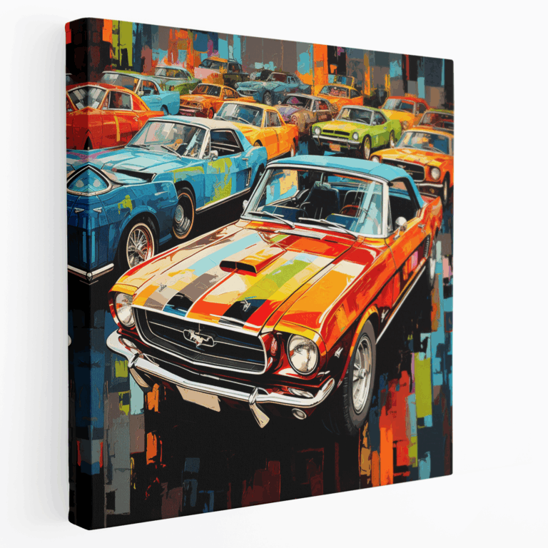 Lebendiges Klassiker Auto Collage Leinwandbild