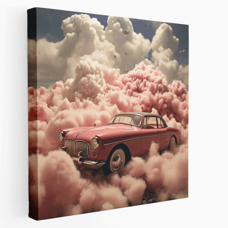 Schwebendes Oldtimer-Surreal Leinwandbild