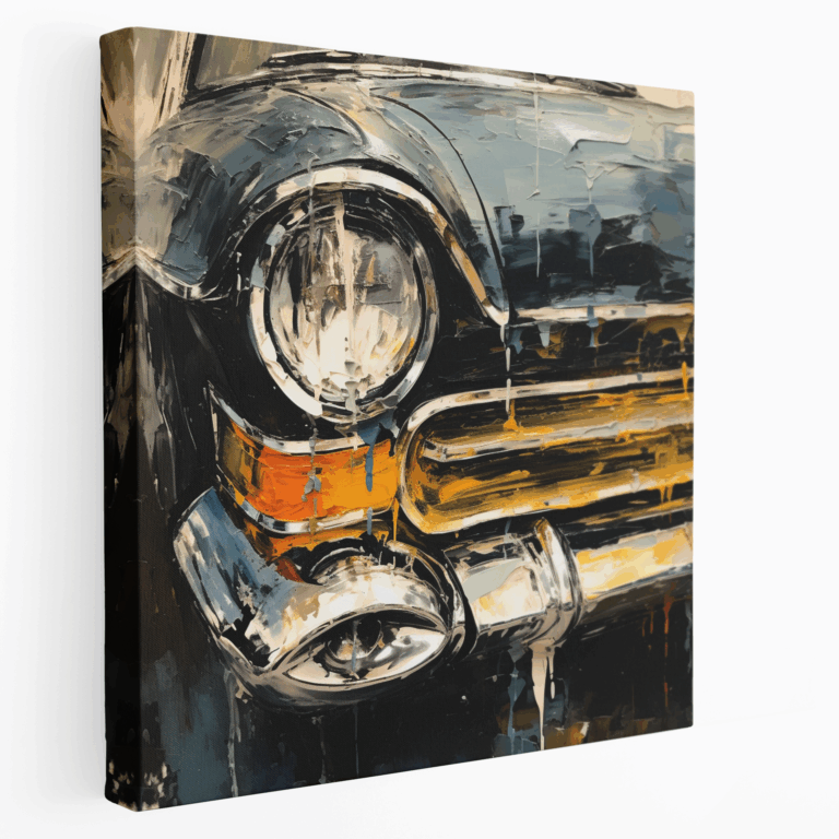 Leinwandbild Oldtimer Motorhaube Impasto