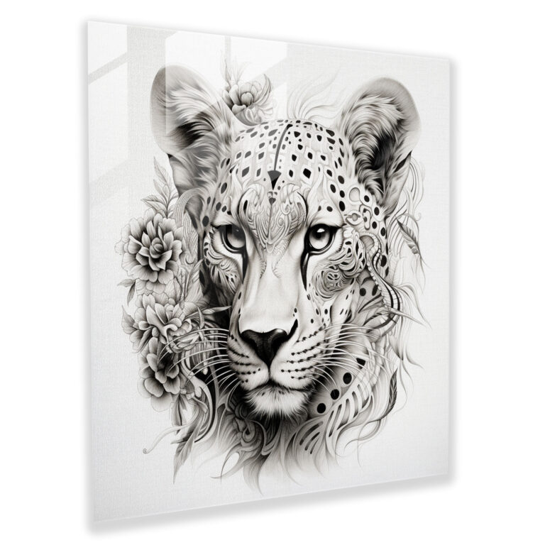 Glasbild mit Gepardendruck - Gepard Glasbild Glaswandkunst Moderne Kunst