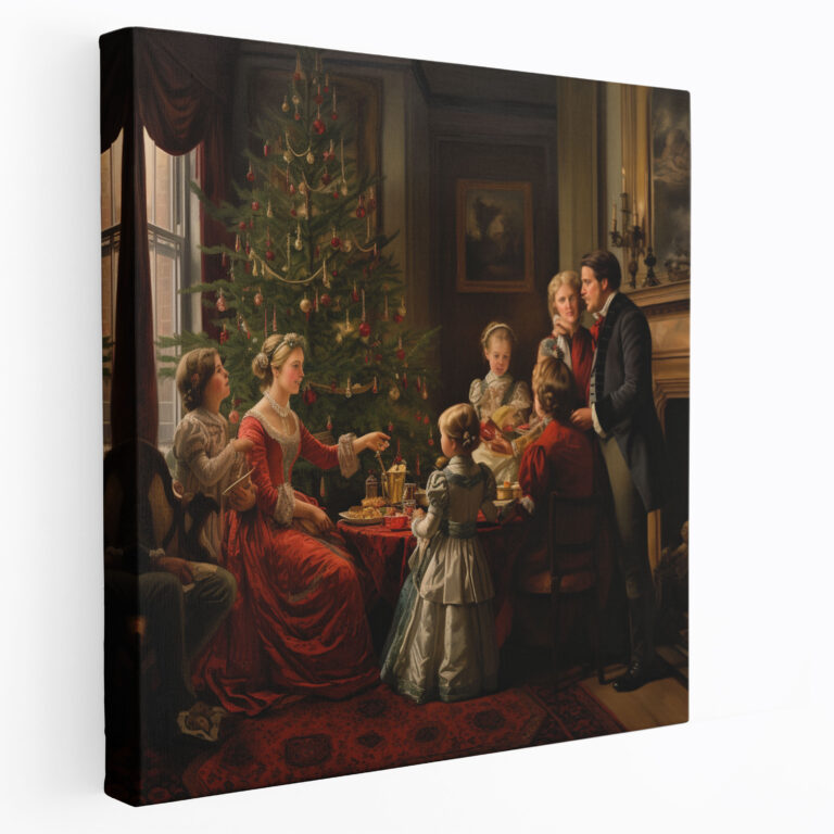Weihnachts Wandkunst Traditionelles Ölgemälde Festliches Familientreffen Leinwandbild Weihnachten Zuhause Dekoration Wandkunst