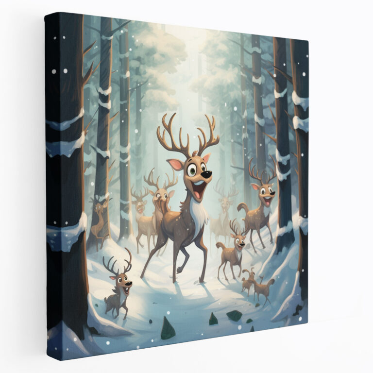 Weihnachtliche Wanddekoration - Verspielte Rentier-Freude - Weihnachten Schneebedeckter Wald Wohnkultur Weihnachten