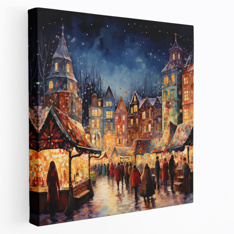 Weihnachtswanddekoration: Abstrakter Weihnachtsmarkt - Leinwandbild