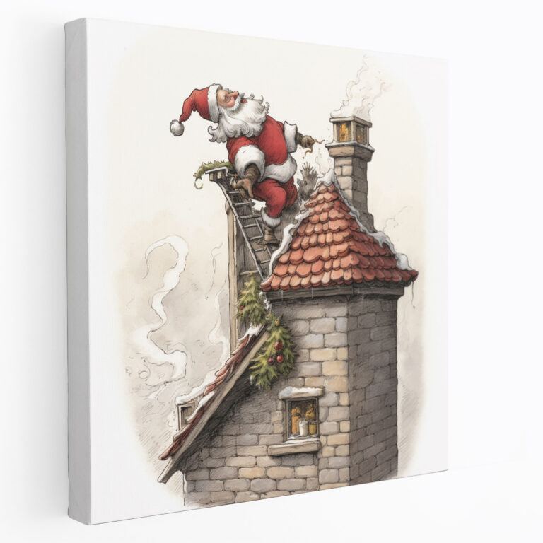 Weihnachts Wandkunst Santa Claus Schornstein Leinwandbild