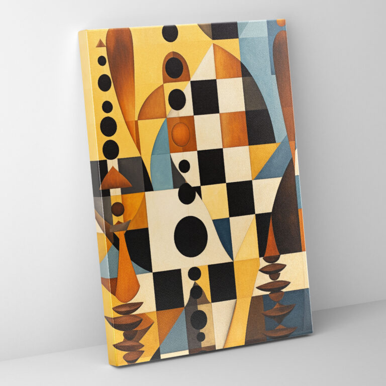 Geometrisches Schach Leinwandbild - Schach Leinwand Wandkunst Schachbrettmuster Wanddekoration