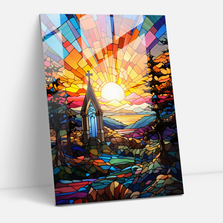 Buntes Kirchenfenster Glasbild - Kirche Buntglas Glas Kunst