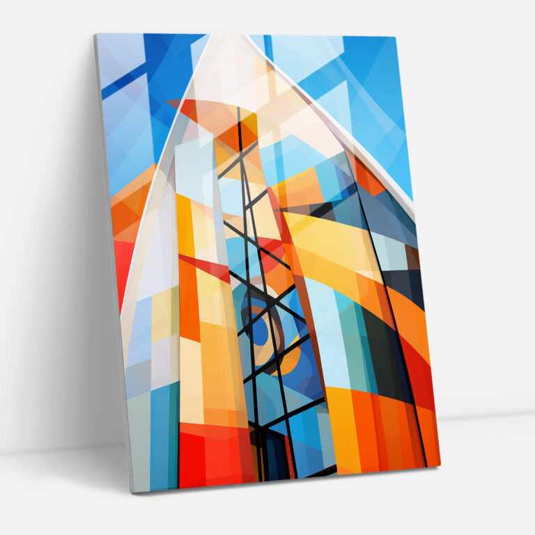 Abstrakte Kirchenfassade Glasbild - Kirche Wanddekoration Abstrakte Kunst
