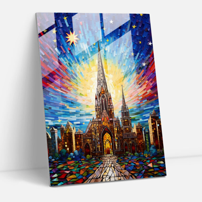 Kirchen-Glaswandkunst - Kirche Glasbild Modernes Mosaik Glasbild