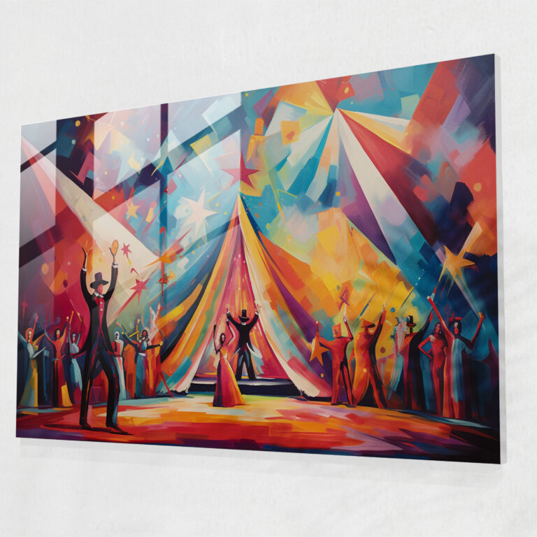 Glasbild Zirkus - Zirkus Wohn-Deko Zirkuszelt Glas Wandkunst