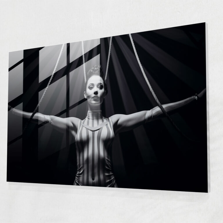 Moderne Zirkus Glasbild - Zirkus Wohnkultur Glaswandkunst Wanddekoration.