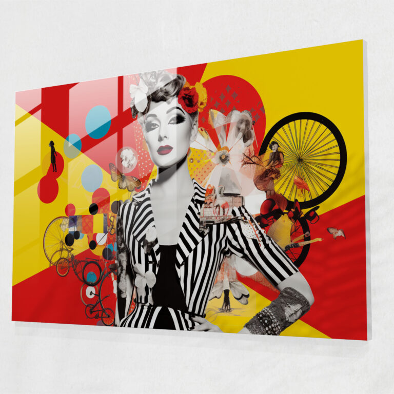 Glasbild Zirkus-Collage - Zirkus Wohn-Deko lebhaftes Design Pop-Art-Collage