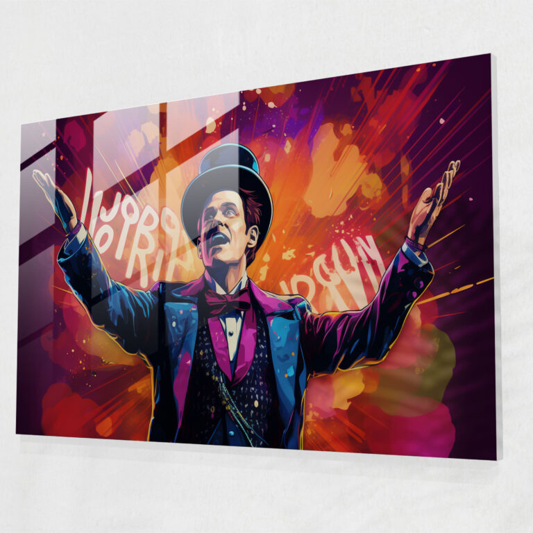 Lebendiges Zirkusmeister Glasbild - Zirkus Zuhause Dekoration Pop-Art inspiriert Zirkus Glas Kunst