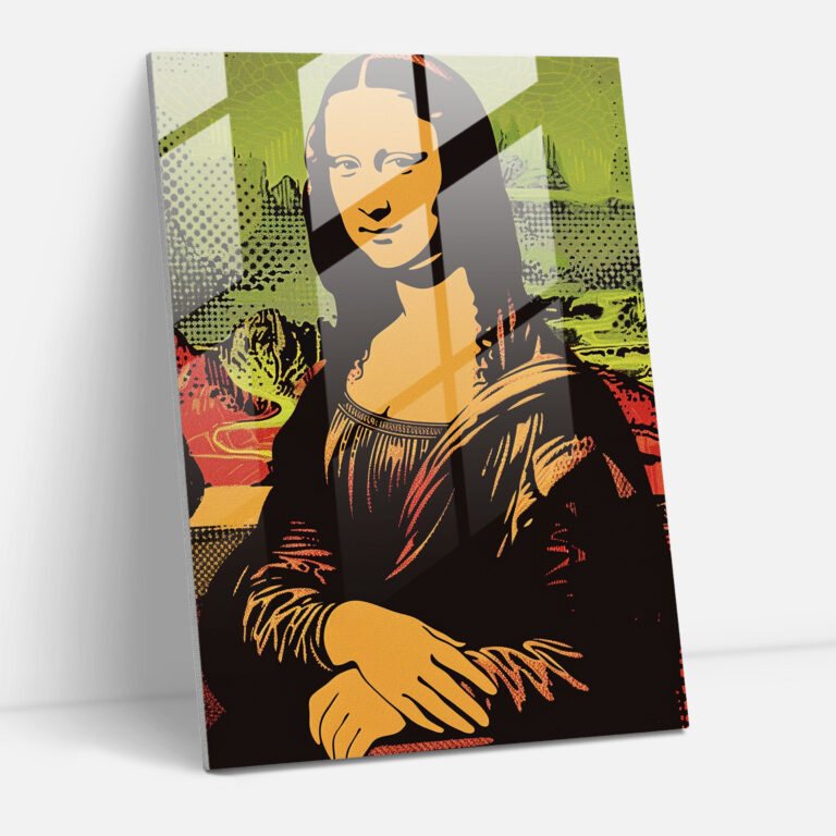Klassizismus mit Pop-Art Glasbild - Klassizismus und Pop-Art kombinieren Halbtonpunkte modernes Kunstwerk