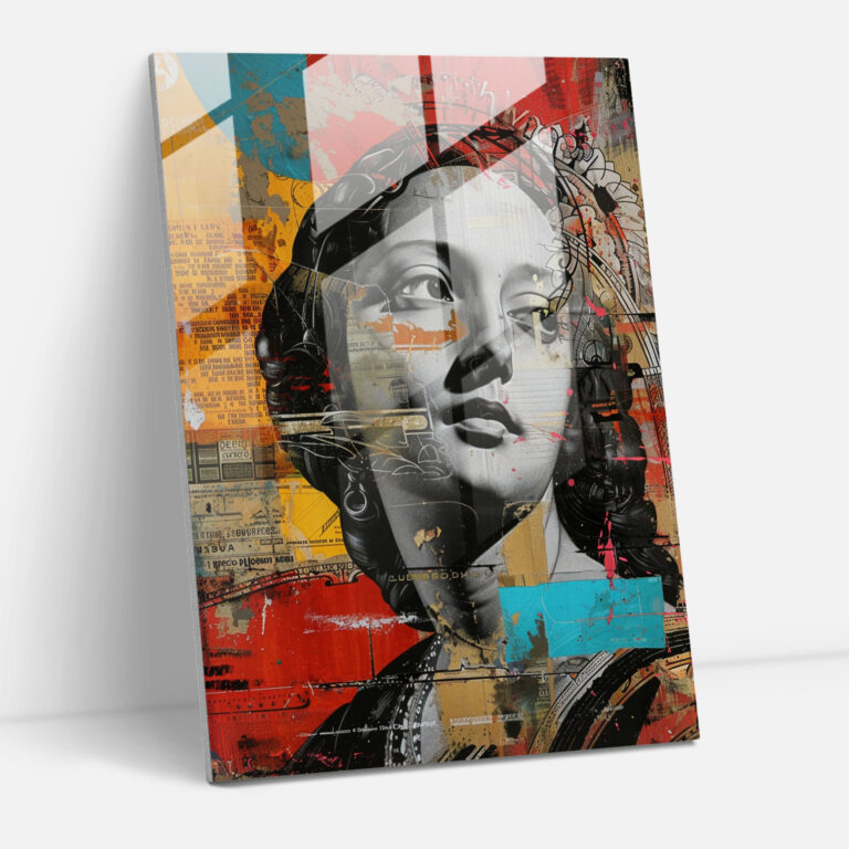 Klassizismus mit Pop-Art Glasbild - Klassizismus und Pop-Art kombinieren Dekoration für Zuhause Straßenkunst-Optik