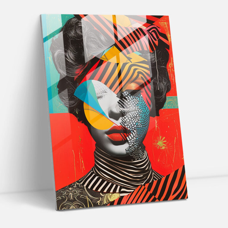 Geometrisches Rokoko Glasbild - Klassizismus trifft auf Pop-Art vereint Klassizismus mit Pop-Art moderne Kunst Wohnkultur