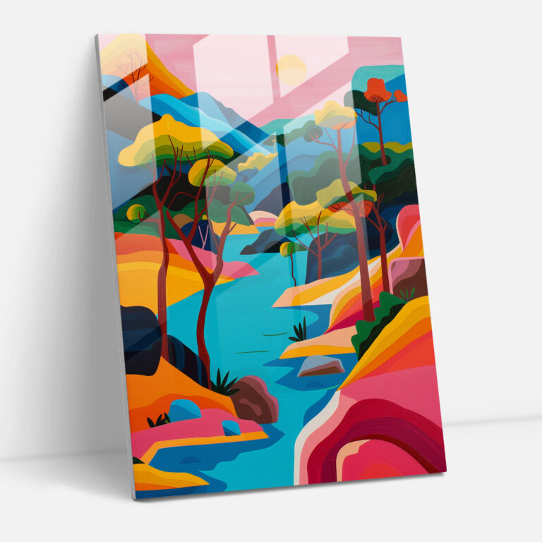 Glasbild mit klassischer Eleganz und Pop-Art-Elementen - Klassizismus und Pop-Art Glas-Kunst Wanddekoration.