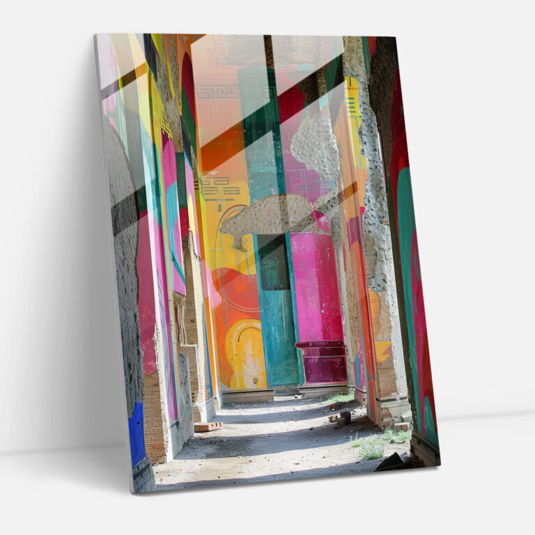Glasbild Roman Graffiti - Klassizismus+Popart Wohn-Deko Glas-Kunst Wanddekoration