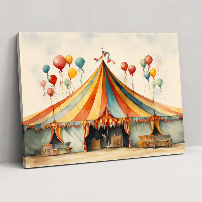Wasserfarben-Zirkus Leinwandbild - Zirkus Leinwand Wohn-Deko Wand-Deko