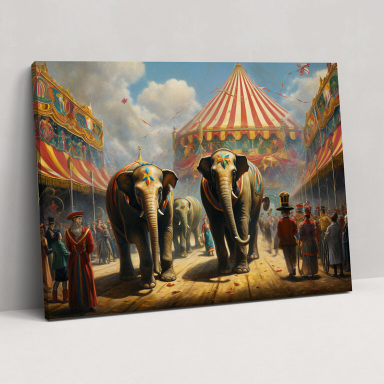 Leinwandbild Zirkustiere Vintage - Zirkus Leinwand Wandkunst Vintage Zirkustiere