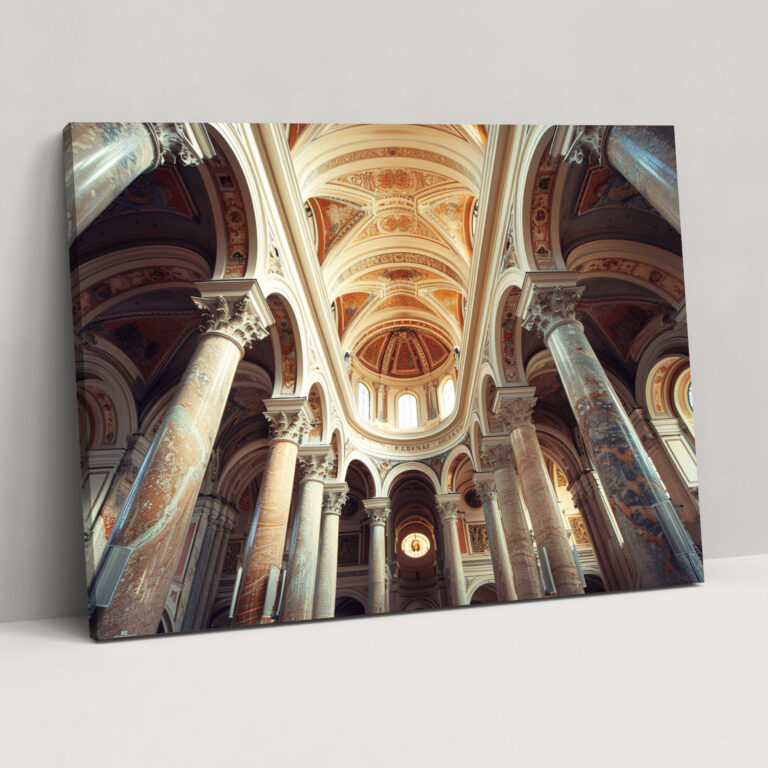 Leinwandbild Romantische Kathedraleninterieur - Klassizismus romanische Architektur Wandkunst