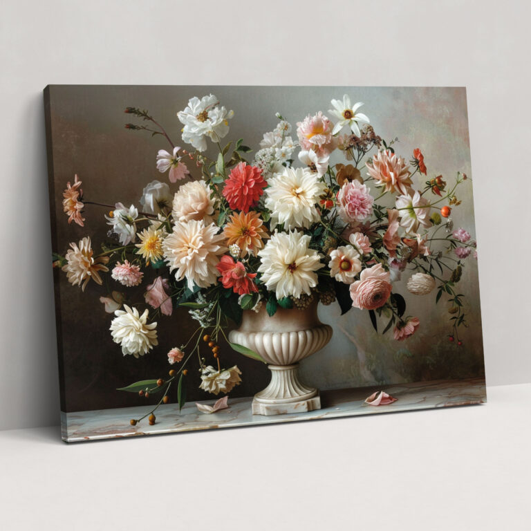Klassizismus Leinwandbild - Blumenvase Wandkunst - Klassizismus Zuhause Dekoration Leinwand
