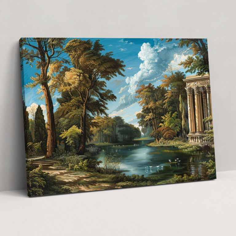 Klassizismus Leinwandbild - Natur mit klassischen Elementen Wandkunst - Klassizismus Wohnkultur Wanddekoration Leinwand