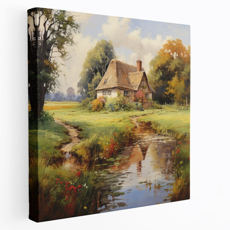 Klassisches Leinwandbild: Ruhige Hütte - Klassisch Leinwandbild Leinwandkunst Vintage