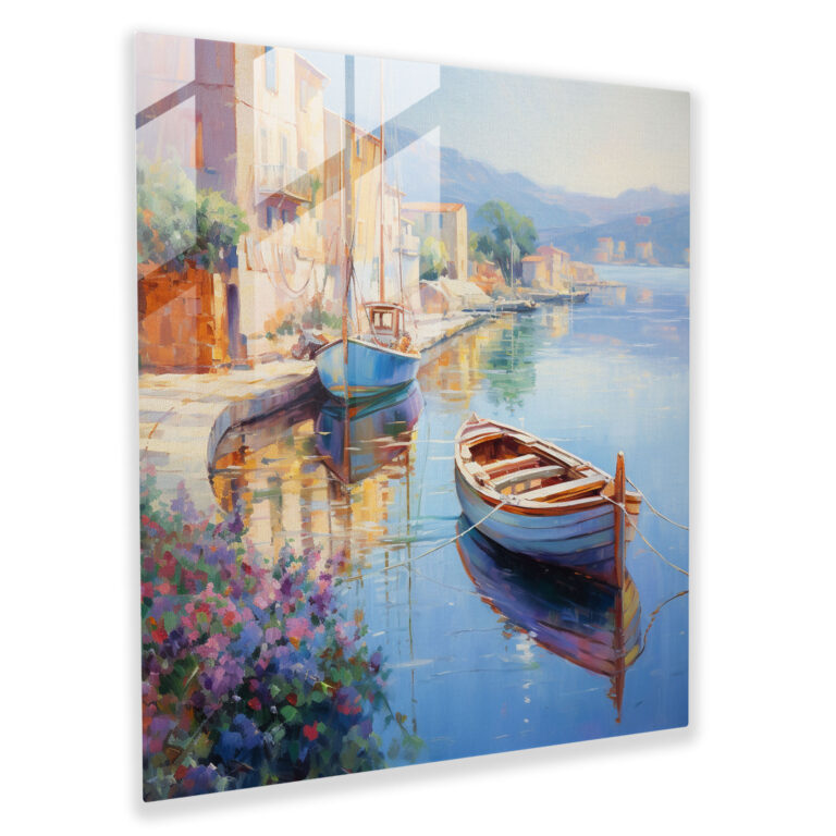Klassisches Glasbild Waterfront - Klassisch Ruhe Glasbild Glas Wandkunst