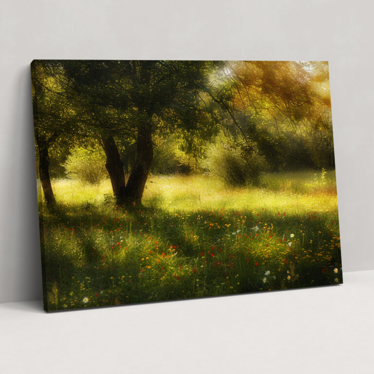 Leinwandbild Sonnenbeschienene Wiese Claude Monet - Claude Monet Wanddekoration Wohnkultur Sonnenbeschienen.