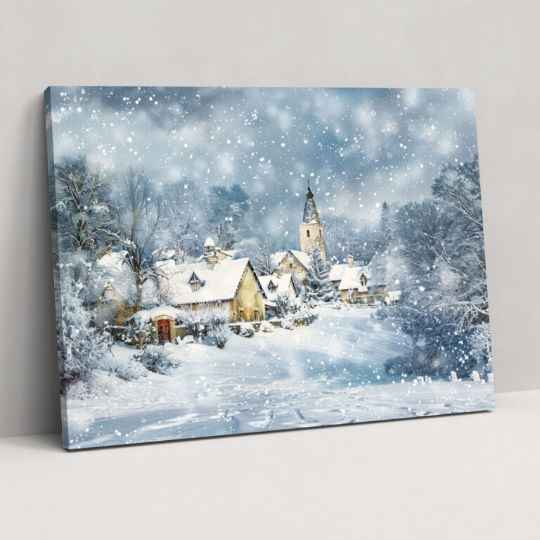 Winterdorf Leinwandbild - Claude Monet Leinwandbild Wohn-Dekoration Wanddeko
