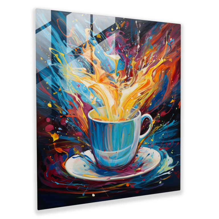 Kaffee-Kunst Glasbild - Kaffee Kaffee-Thema lebendige Farben Wohn-Dekoration